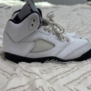 White and Black High-Top Sneakers